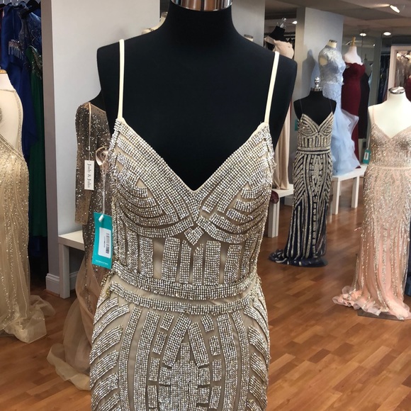 ⭐️SOLD OUT⭐️Champagne special occasion dress - Picture 2 of 6